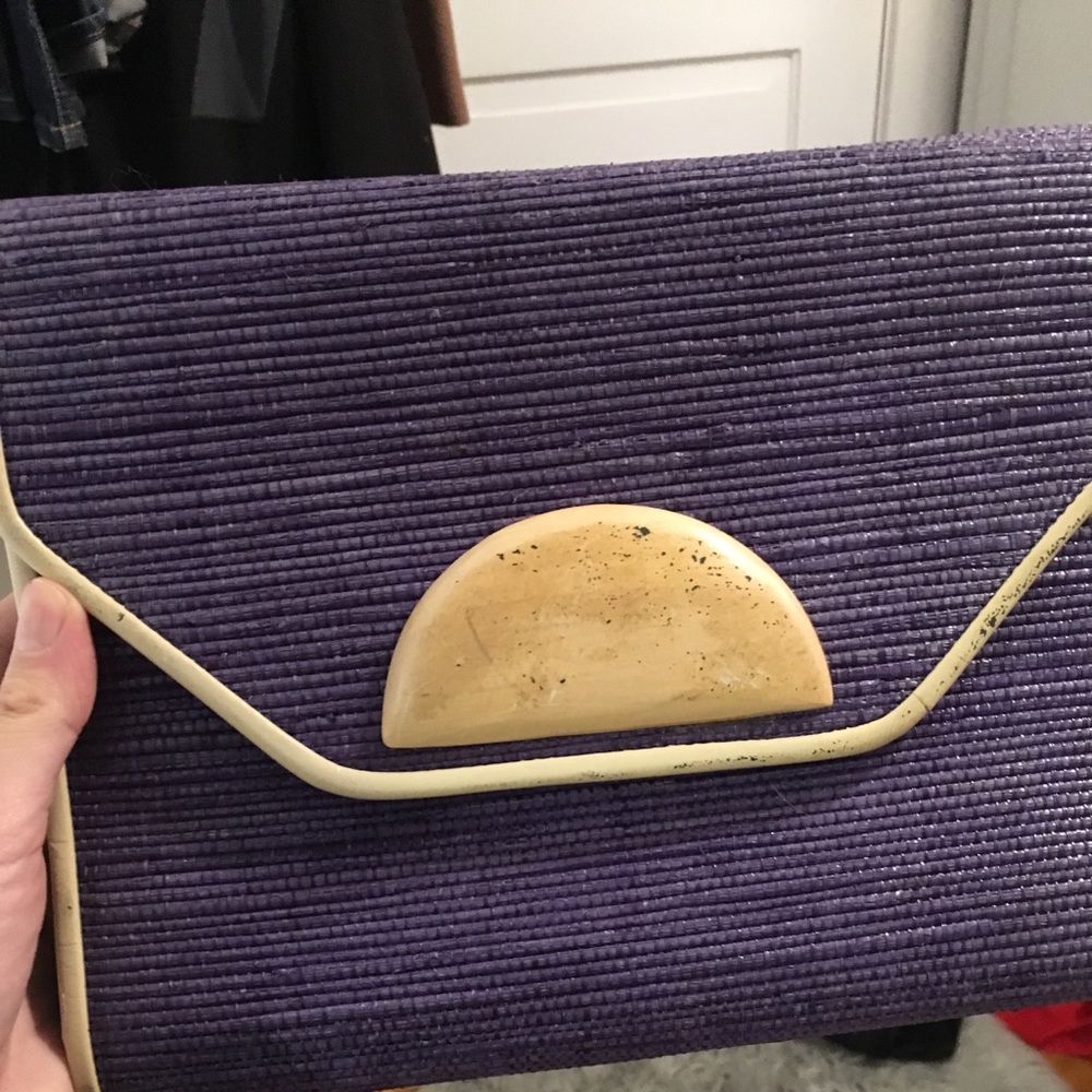 Vintage purple square clutch with strap